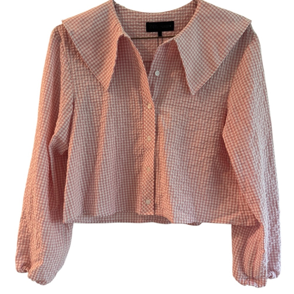 Brand New Zara Pink Gingham Women's Top